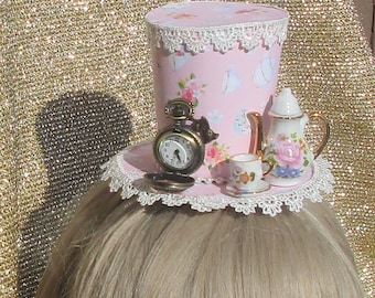 Alice in Wonderland Pink Mini Fascinator Party Hat