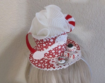 Snowman Teacup Mini Fascinator Party Hat