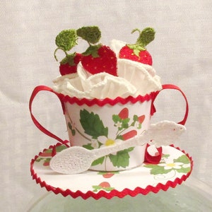 Strawberries and Cream Mini Fascinator Party Hat