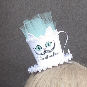 We Are All Mad Here Cheshire Cat Teacup Mini Fascinator Party Hat