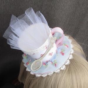 Ruffles and Roses Teacup Headband Mini Fascinator Party Hat
