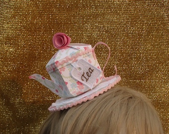 Pink Floral Teapot Mini Fascinator Party Hat