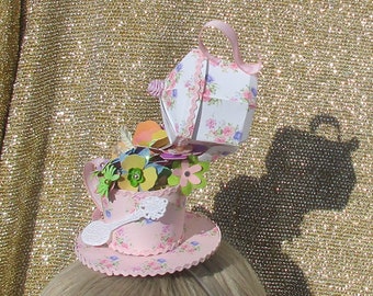 A Cup of Spring - Teapot and Teacup Mini Fascinator Party Hat