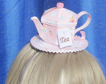 Teapots and Roses - Pink Teapot Mini Fascinator Party Hat