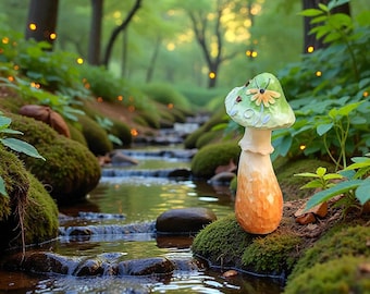 Fairy Garden Mushroom Statues Hand Painted Outdoor Decor Whimsical Lawn Yard Ornament Spring Summer Gift Mothers Day