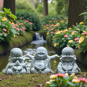 2 Statuette Buddha Minimaliste In Arenaria Fatte A Mano - Ornamento Monaco Zen Per Acquario E Scrivania - 2