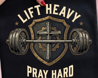 Diseño de gimnasio cristiano "Levanta pesas, ora con fervor" (Descarga digital)