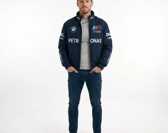 Vintage BMW Motorsport Racing Jacket – Navy Pit Crew Style Streetwear, Unisex Fit