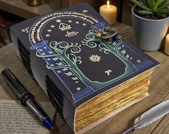 Türen von Durin Leder Grimoire Notizbuch: Tolkien Herr der Ringe Handgemachtes Journal