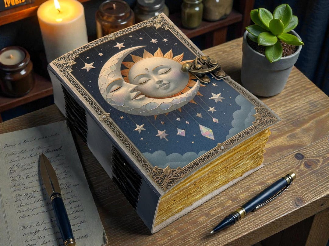 Sun and Moon Leather Handmade Journal –vintage Celestial Astrology ...