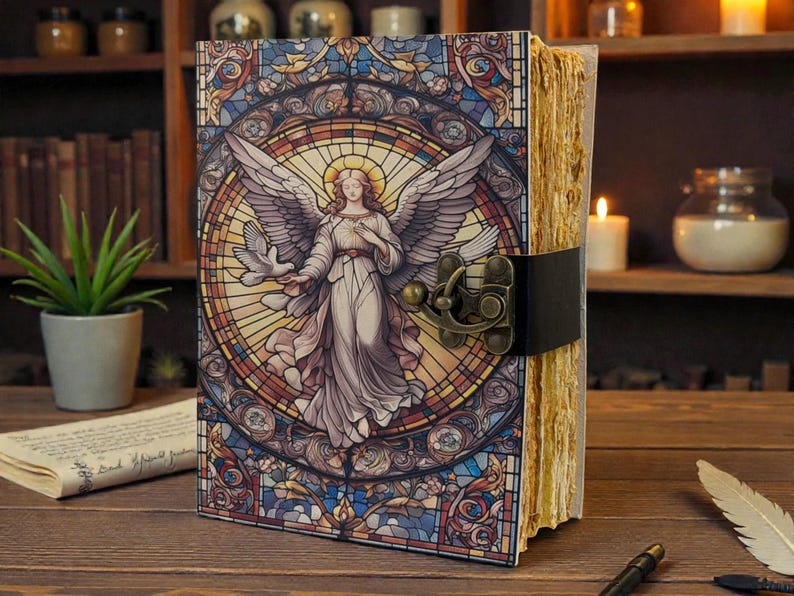 Angel Leather Grimoire Journal - Archangel Prayer & Spiritual Notebook ...