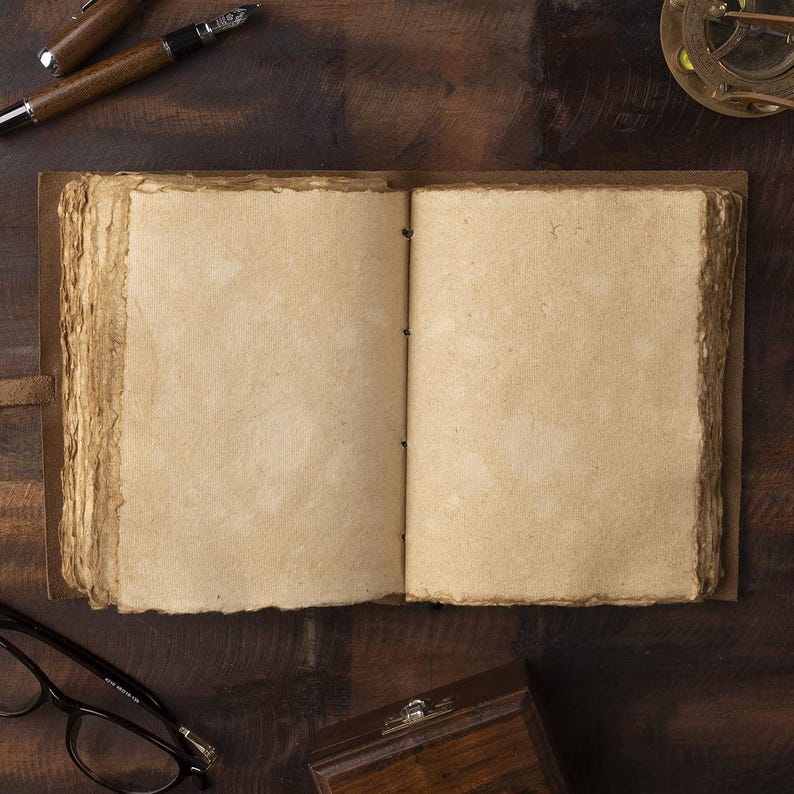 Sun and Moon Embossed Leather Journal – Handmade Antique Deckle Edge ...