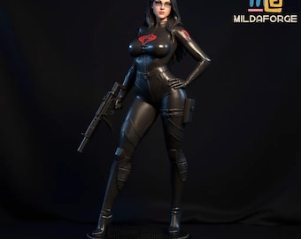 Baronesa Tática de Elite STL – Operativa Feminina Sombria | Escala 1:4 | Vilã Inspirada na Cobra