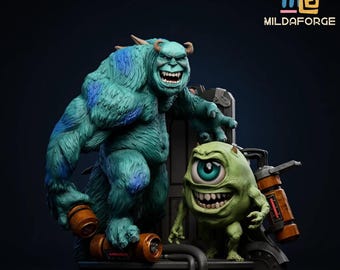 Monster Engineer Duo STL Statue – Funny 3D Print Model (Digital STL File)