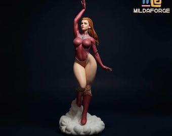Atom Eve STL Figure – 1/4 & 1/6 Scale | Superheroine Female Statue 3D Print Model