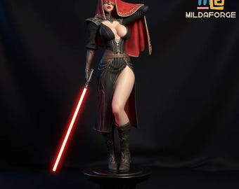 Visas Marr STL Figure – Dark Sci-Fi Sith Priestess Statue | 3D Printable Model