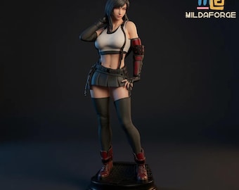 Midnight Brawler Girl STL Figure – Athletic Combat Style Female Statue 3D Print