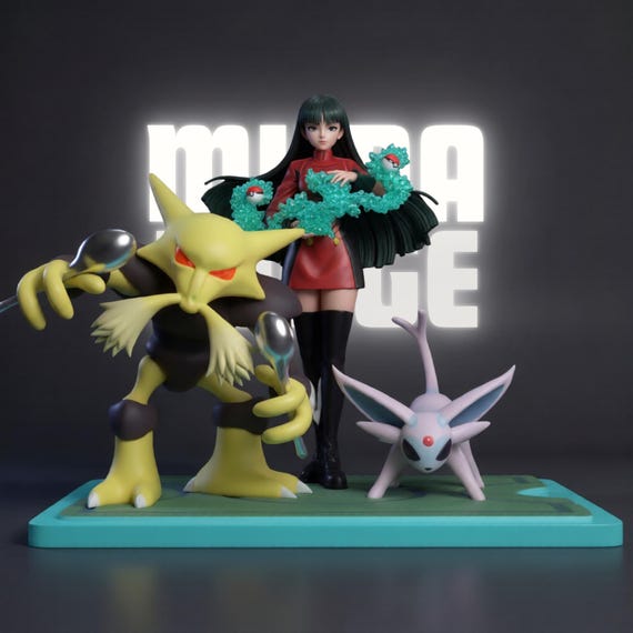 Sabrina Pokemon STL File 1/6 Scale Psychic Trainer With Alakazam