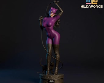 Seductive Cat Burglar – Classic Catwoman Statue (STL File)