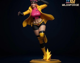Neon Spark Mutant Girl – Dynamic Action Pose STL | 3D Printable Figure