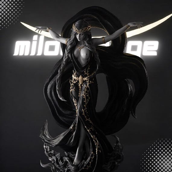 Queen Marika STL File for 3D Printing, Elden Ring Statue, Dark Fantasy Goddess Collectible 3D Model