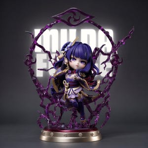 Raiden Shogun Chibi STL File for 3D Printing Anime Electro Archon Miniature Pre Supported Model