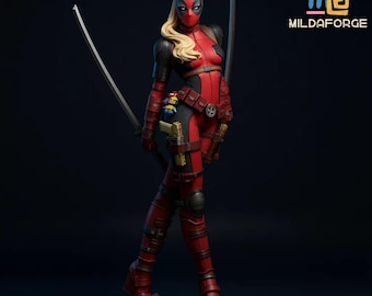 Scarlet Mercenary – Female Anti Hero STL Figure | Masked Warrior Statue | 1/4 & 1/6 Scale