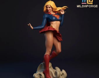 Solar Heroine Girl STL Figure 3D Print | Flying Female Superhero Statue | 1/4 & 1/6 Scale