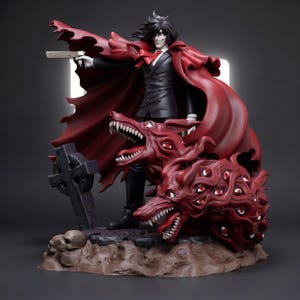 Alucard STL File for 3D Printing Anime Vampire Figure Detailed Split Model