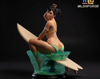 Martial Artist Surf Girl STL Figure – Summer Bikini Fighter 3D Printable Statue