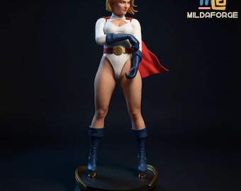 Powergirl STL – Iconic Superheroine Statue | 1/4 & 1/6 Scale | Powerful Female Hero | 3D Printable Model