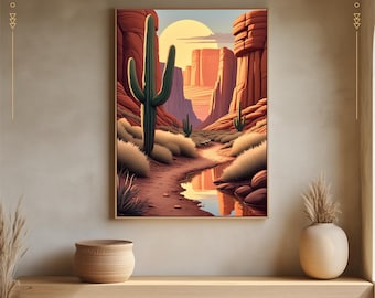 Wüste Wand Kunst, Boho Art Print, Wand Dekor, Wüste Kunst | Sofort Download