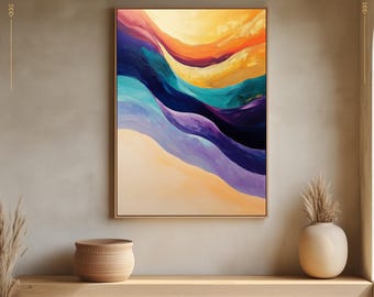 PRINTABLE Golden Modern Rainbow | Contemporary Abstract Art |  Digital Artwork | Wall Decor | Instant Download