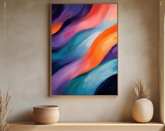 PRINTABLE  Modern Wavy Rainbow | Contemporary Abstract Art |  Digital Artwork | Wall Decor | Instant Download