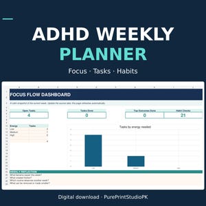 ADHD Weekly Planner: Focus, Tasks, Habits (Digital Download)