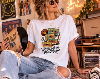 90s Pop Music Shirt, Colorful Cassette Tape Print, Unisex Hoodie