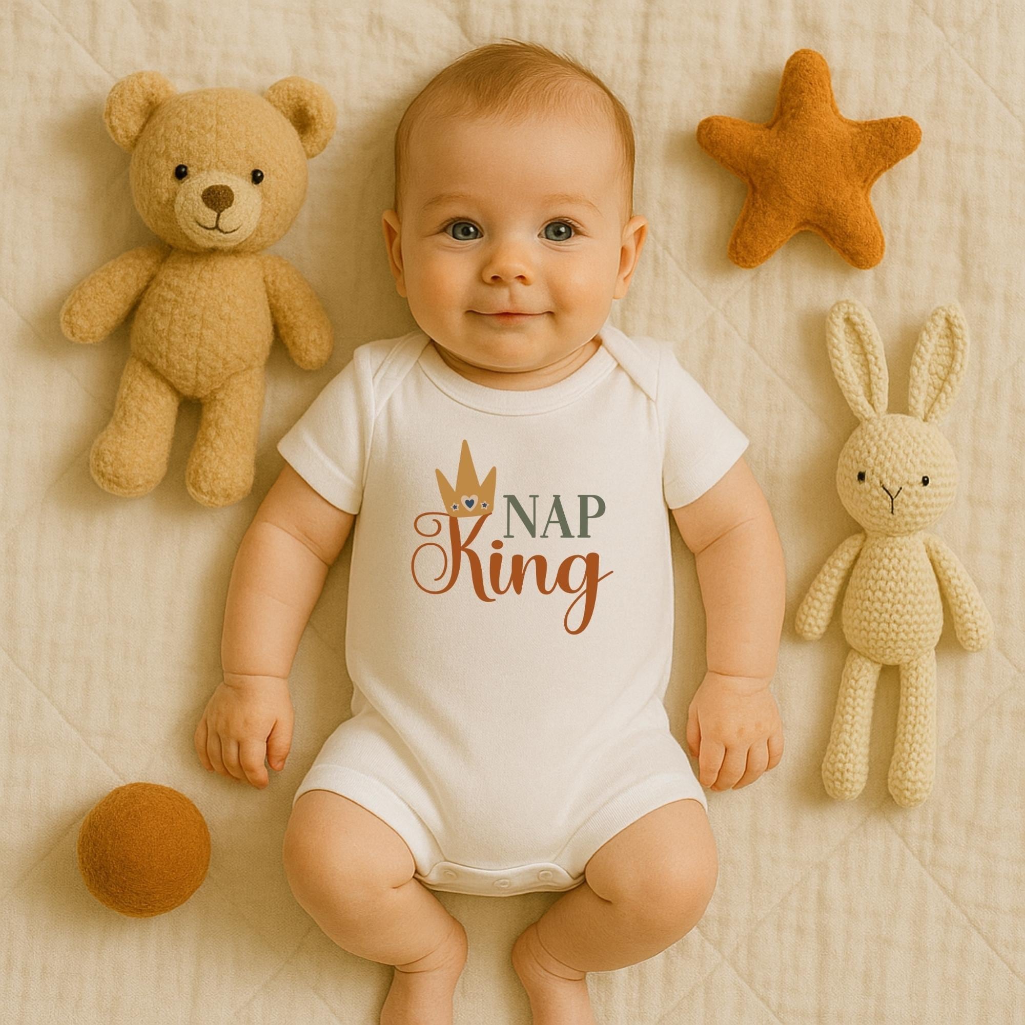 Nap King Baby Bodysuit - Playful Crown Design for Sleepy Babies