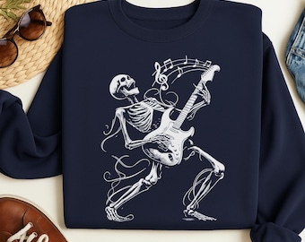 Camiseta de guitarrista esqueleto: Camiseta de música rock de Halloween (unisex)