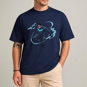 Nightwing Tee: Gotham Vigilante Design - Comic Book Style image 3