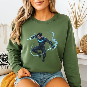 Nightwing Tee: Gotham Vigilante Design - Comic Book Style image 6