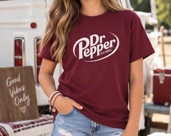 Youth Dr Pepper Retro Logo Tee, Vintage Soda Graphic Top (Kids Apparel)
