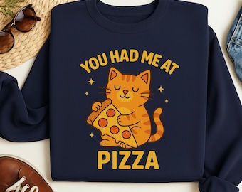Cat and Pizza Graphic T-Shirt – Funny Kitty Lover Tee