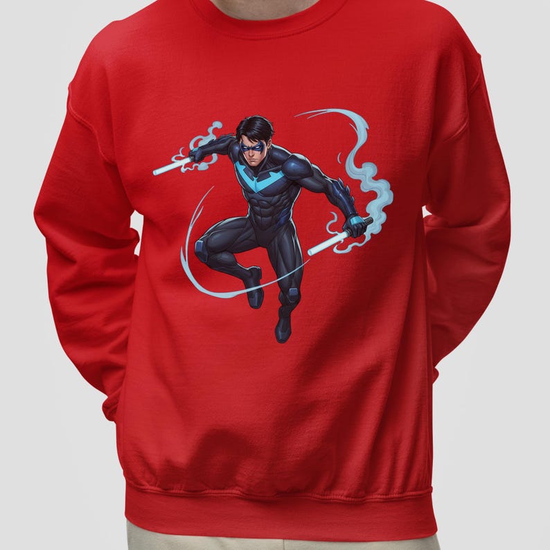 Nightwing Tee: Gotham Vigilante Design - Comic Book Style image 7