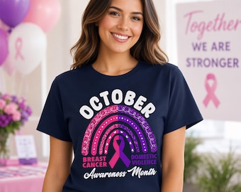 Dual Cause Awareness, Pink Purple Ribbon Unisex Tee | Gildan, Bella Canvas, Comfort Colors