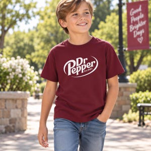 Youth Dr Pepper, Retro Soda Graphic Tee | Cotton Blend Shirt | Kids Sizes