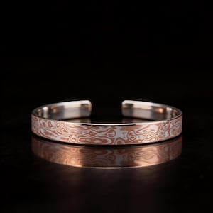 STRATA · Open Cuff Bracelet – Mokume Gane Silver & Copper Bracelet