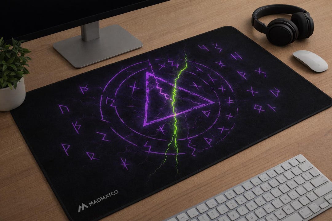 Game Triangle Runes Neon Rune Triangle Desk Mat | Gaming Mouse Pad, Mystic Symbol - Etsy