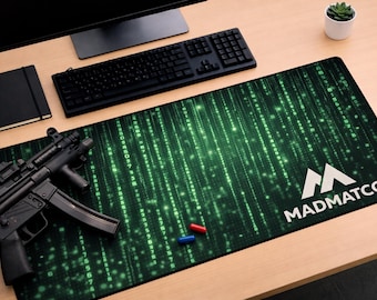 Green Matrix Code Desk Mat | Computer Gaming Mousepad