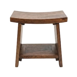 Teak Wood Shower Stool with Shelf & Handle - Waterproof, Non-Slip Bath Bench for Small Bathrooms/Outdoor Use - Non-Slip Stool - Gift For Her