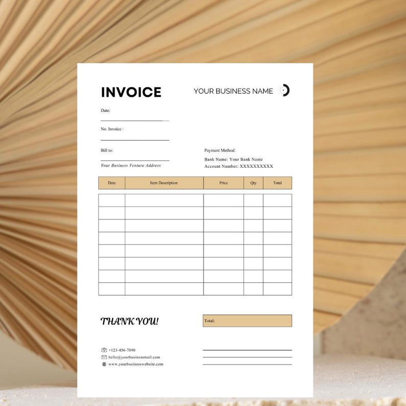 Editable Canva Invoice Template for Small Business | Printable Billing ...